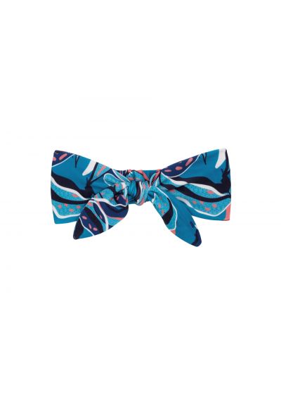 Blue & pink printed headband with a knot - LILLY KNOT HEADBAND