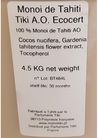 Huile pure Monoï Tiki Ecocert 120 ml
