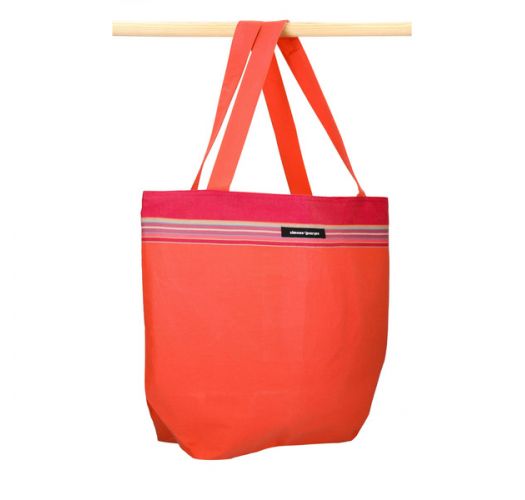 Soft orange / dark pink cotton kikoy bag - KIKOY BEACH BAG CARNAC