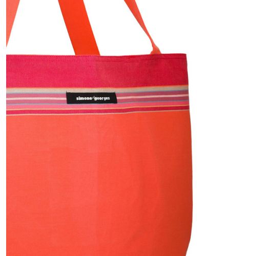 Soft orange / dark pink cotton kikoy bag - KIKOY BEACH BAG CARNAC