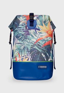 Dark blue waterproof backpack with leaf motif - DRY TANK MINI BOTANIC GREEN