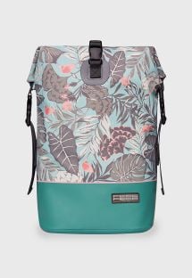 Turquoise waterproof backpack with leaf motif - DRY TANK MINI ORGANIC TEAL