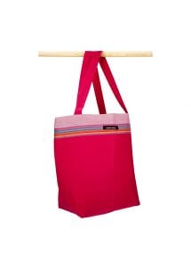 Miękka torba z czerwono-różowej bawełny Kikoy - BEACH BAG KIKOY PHILIPPINES
