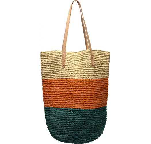 straw tote with leather handles