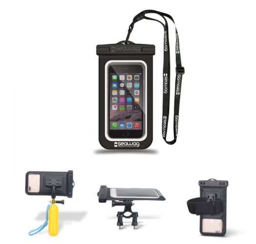 Seawag bundle pack waterproof case with armband, floating selfie stick & bike mount