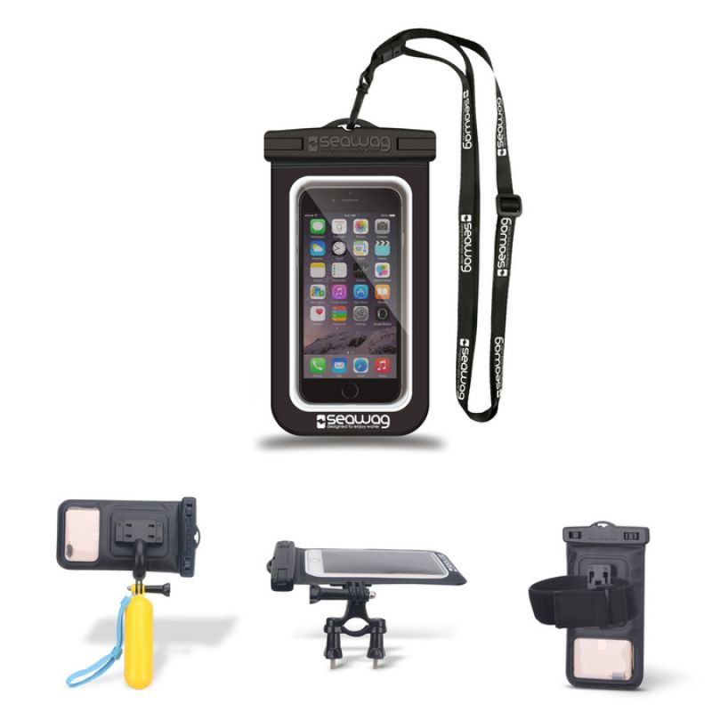 Seawag bundle pack waterproof case with armband, floating selfie stick & bike mount