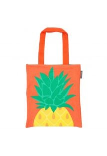 Orange cotton tote bag with pineapple print - COOL PINEAPPLE