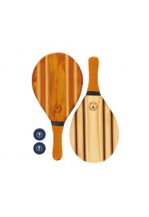 Frescobol wooden rackets with orange neoprene - LEBLON BEACH BAT ORANGE