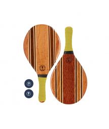 Frescobol wooden rackets with yellow neoprene - LEBLON BEACH BAT YELLOW