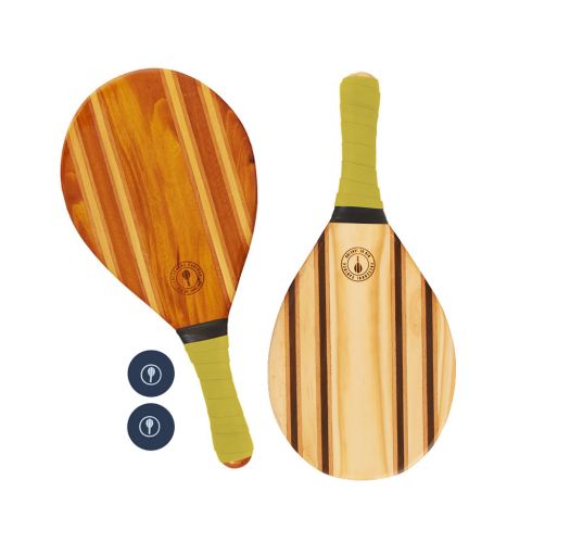 Frescobol Wooden Rackets With Yellow Neoprene - Leblon Beach Bat Yellow ...