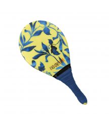 Raquette de frescobol pro jaune motif végétal grip bleu - BEACH BAT RDS LEMON FLOWER