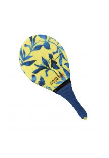 Pro frescobol bat with plant pattern and navy grip - BEACH BAT RDS LEMON FLOWER