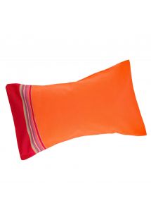 Inflatable beach cushion in an orange and pink pillowcase - RELAX CARNAC