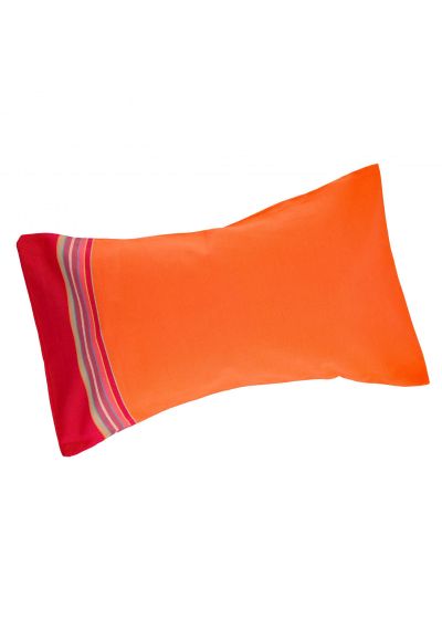 Inflatable beach cushion in an orange and pink pillowcase - RELAX CARNAC