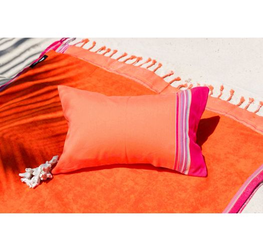 Nadmuchiwana poduszka plażowa w pomarańczowo-czerwonej poszewce - RELAX CARNAC