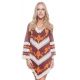 Brown long sleeve beach dress with fringes - NEW TRIBAL BROWNIE