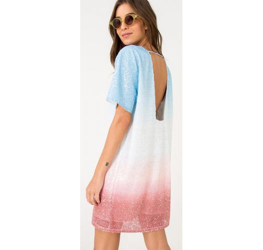 Vestito di paiette sfumato blu/bianco/rosa - OMBRE DRESS