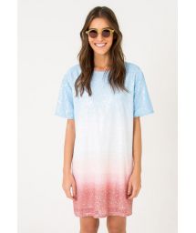 Blue tie dye tie-dye sequined dress - OMBRE DRESS
