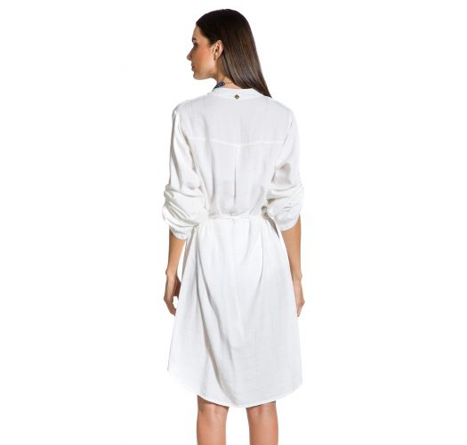 Asymetryczna sukienka w białą kratę - CHEMISE GOLD BRANCO