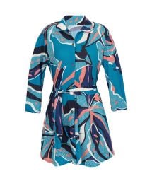 Shirty beach dress in blue and pink print - CHEMISE LILLY