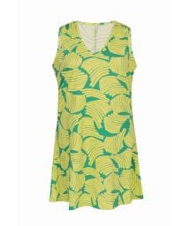Green print sleeveless beach dress - DRESS BANANA YELLOW