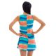 ブルーとコーラルの柄が入った袖なしビーチドレス - DRESS UPBEAT