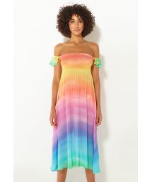 Luxury rainbow print beach dress - DRESS RAINBOW CLOUD