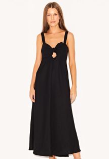 Long front-tied black beach dress - IVY PRETO