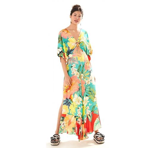 Beach jumpsuit with big colorful flowers - MACACAO MAXI FILIPINAS