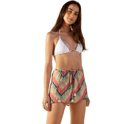 Geometric print beach shorts with textured effect - TULIPA POLINESIA