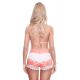Luxurious coral and white beach shorts - GRACE SHORT RIBBED CORAL