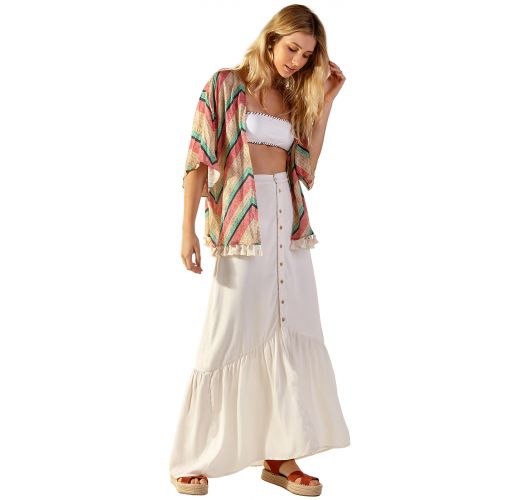 Buttoned ecru long beach skirt - TALIA BRANCO