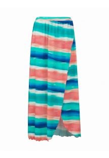 Coral and blue print long beach skirt - SAIA LONGA UPBEAT