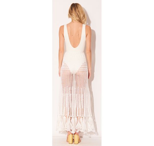 Luxury cream crochet long beach skirt - SAIA OFF WHITE
