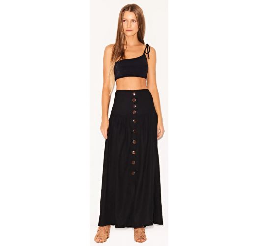 Long black beach skirt with built-in shorts - SAIA SHORTS PRETO