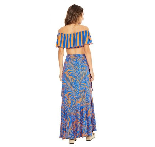 Off-shoulder blue beach top - CROPPED CAYENA