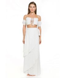 Laced white off the shoulder top with emroidery - CIGANA TOP OFF WHITE