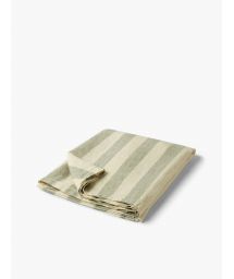LINEN BEACH TOWEL THIN STRIPE GREEN BAY AND OFF WHITE