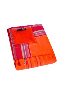 Large red reversible beach towel / sarong - KIKOY DUO CARNAC