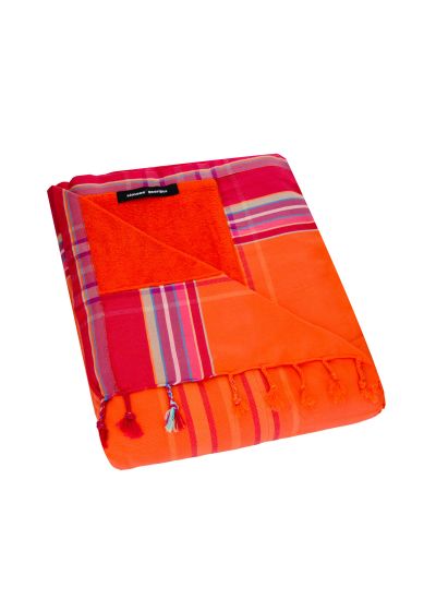 Large red reversible beach towel / sarong - KIKOY DUO CARNAC