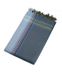 Beach towel and pareo - reversible blue / dark grey - KIKOY CUBA LIBRE