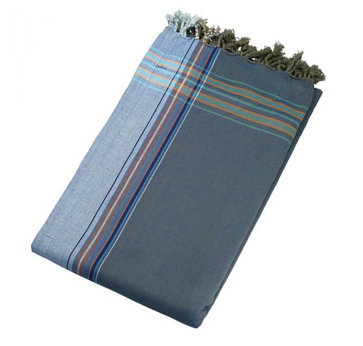 Dwustronny ręcznik plażowy i pareo - niebieski i ciemnoszary - KIKOY CUBA LIBRE