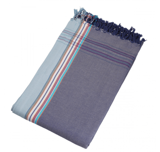 Reversible blue-grey beach towel - pareo - KIKOY HENDAYE