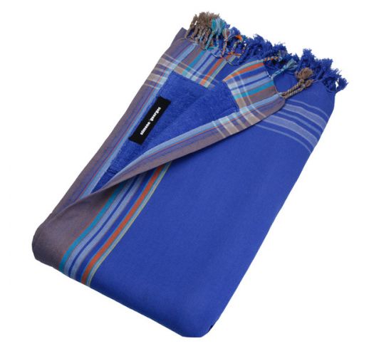 Reversible navy blue beach towel - sarong - KIKOY VINCENT