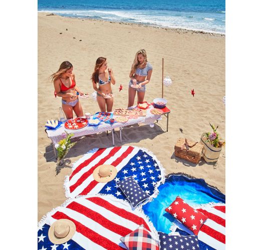 samenzwering Michelangelo Uitgebreid Strandlaken Met Franjes En Amerikaanse Vlag - American Dreamer - Vagabond  beach