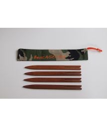 Set of 4 wooden fixing sticks for pareo - camouflage pouch - BEACH STICKS CAMO