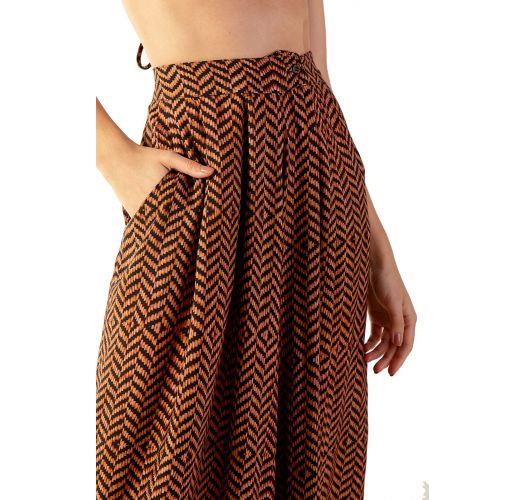 Wide ethnic brown beach pants - CATRINE GUINE