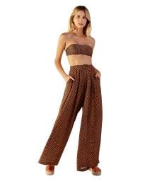 Wide ethnic brown beach pants - CATRINE GUINE