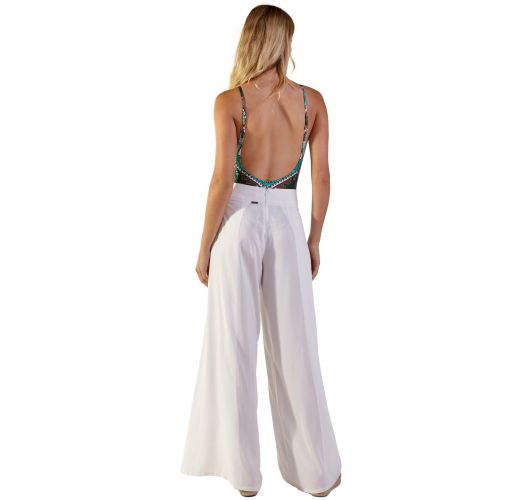 Wallet style white light beach trousers - ELEONORA BRANCO