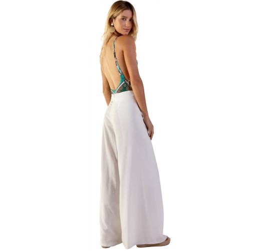 Wallet style white light beach trousers - ELEONORA BRANCO